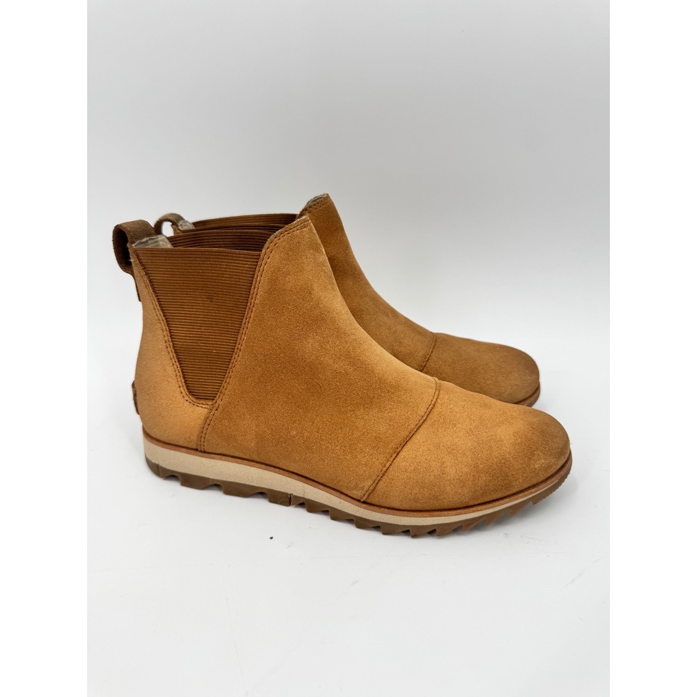 Sorel Emelie Chelsea Boots Womens 7.5 Brown Suede Waterproof Ankle Lug Sole